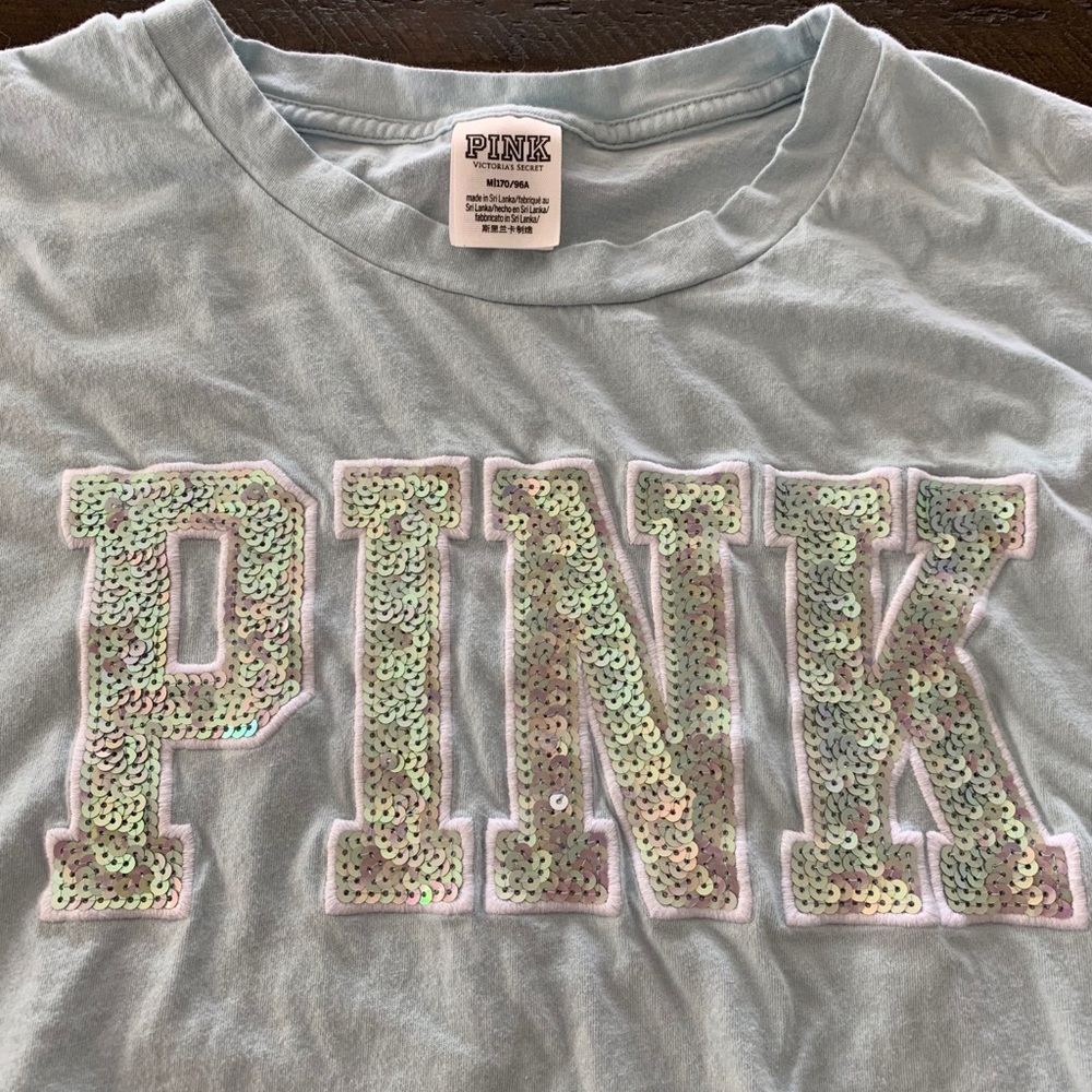 PINK crop top T-shirt sequins